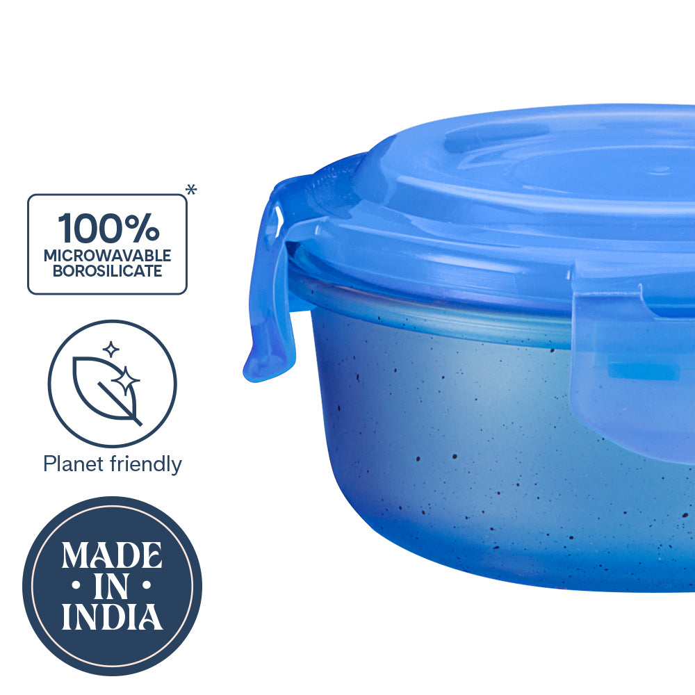Larah Colormate Round Lunch Box, Blue