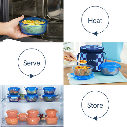 Larah Colormate Round Lunch Box, Blue