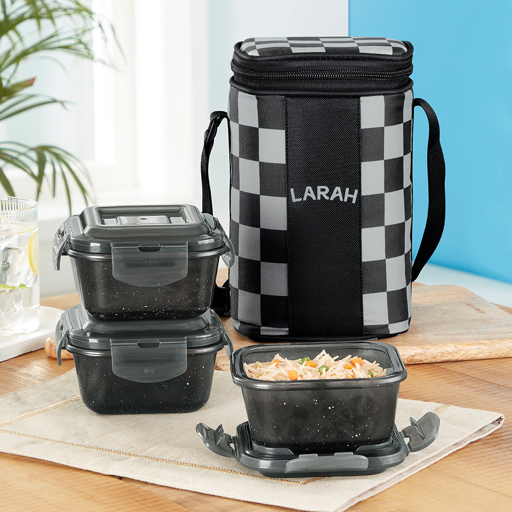 Larah Colormate Square Lunch Box, Black
