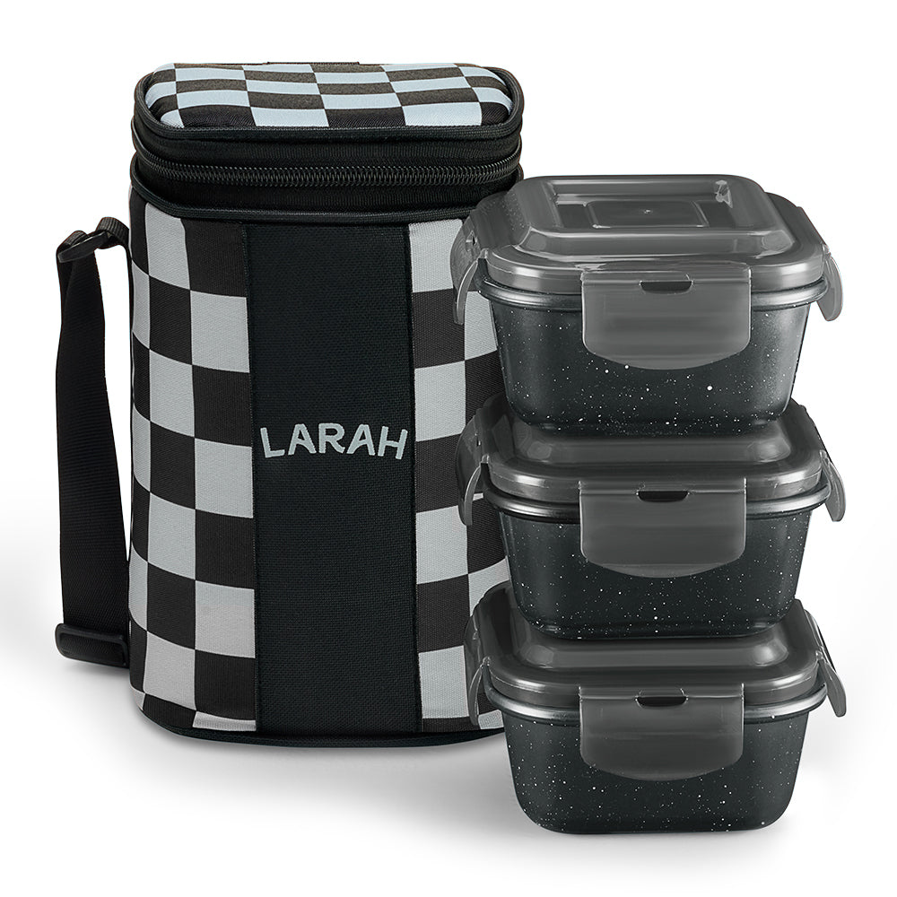 Larah Colormate Square Lunch Box, Black