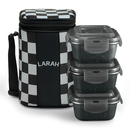 Larah Colormate Square Lunch Box, Black