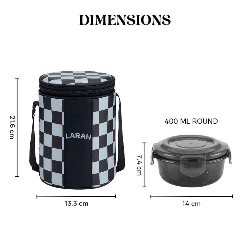 Larah Colormate Round Lunch Box, Black
