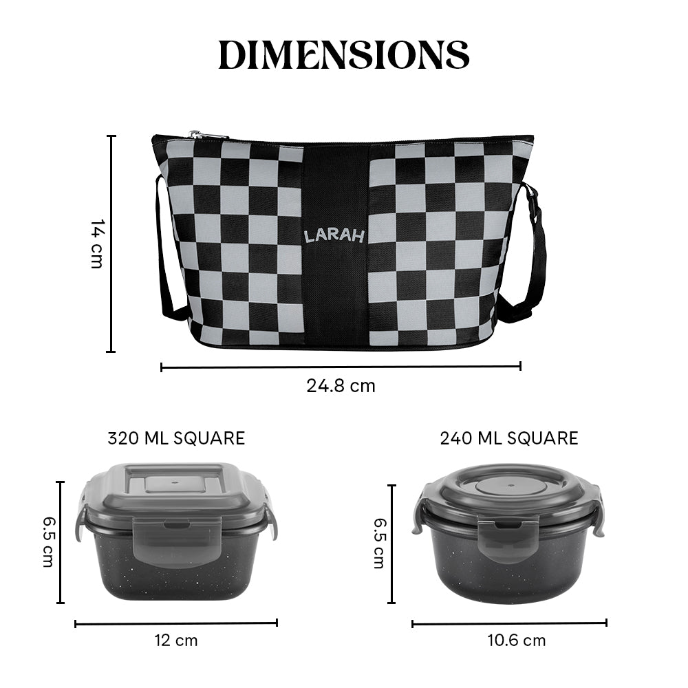 Larah Colormate Daisy Universal Lunch Box, Black