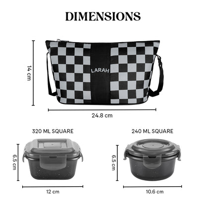 Larah Colormate Daisy Universal Lunch Box, Black