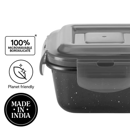 Larah Colormate Daisy Universal Lunch Box, Black