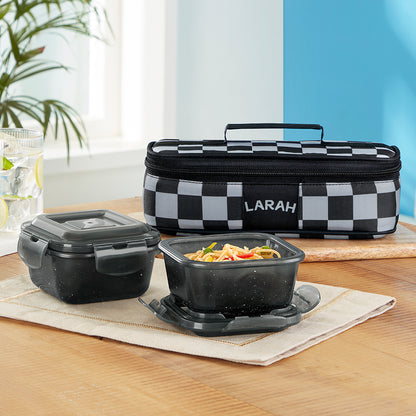 Larah Colormate Square Lunch Box, Black