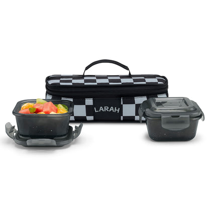 Larah Colormate Square Lunch Box, Black