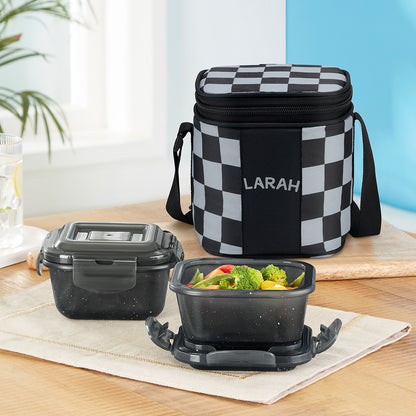 Larah Colormate Square Lunch Box, Black