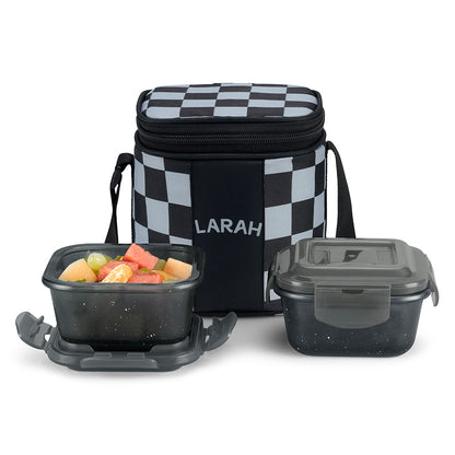 Larah Colormate Square Lunch Box, Black