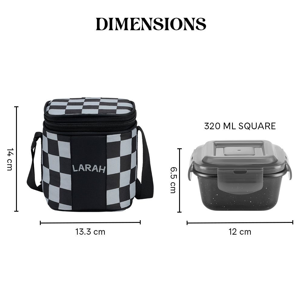 Larah Colormate Square Lunch Box, Black