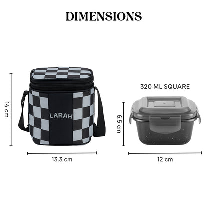 Larah Colormate Square Lunch Box, Black