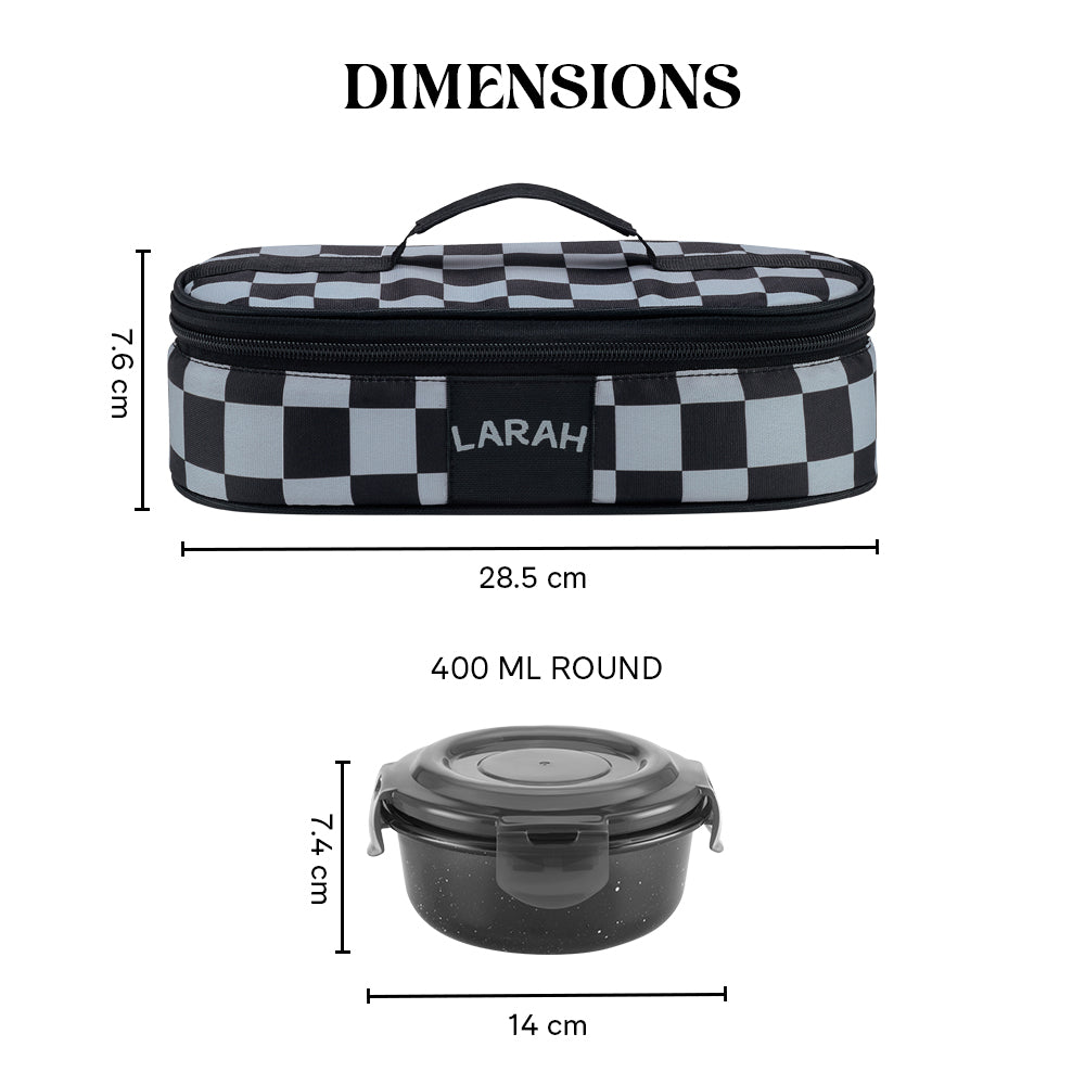 Larah Colormate Round Lunch Box, Black