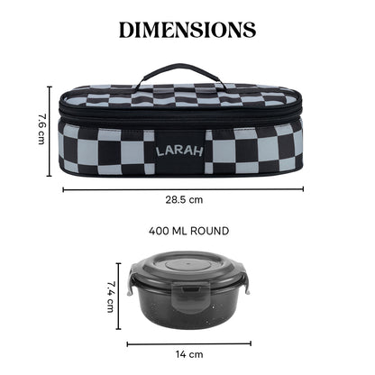 Larah Colormate Round Lunch Box, Black