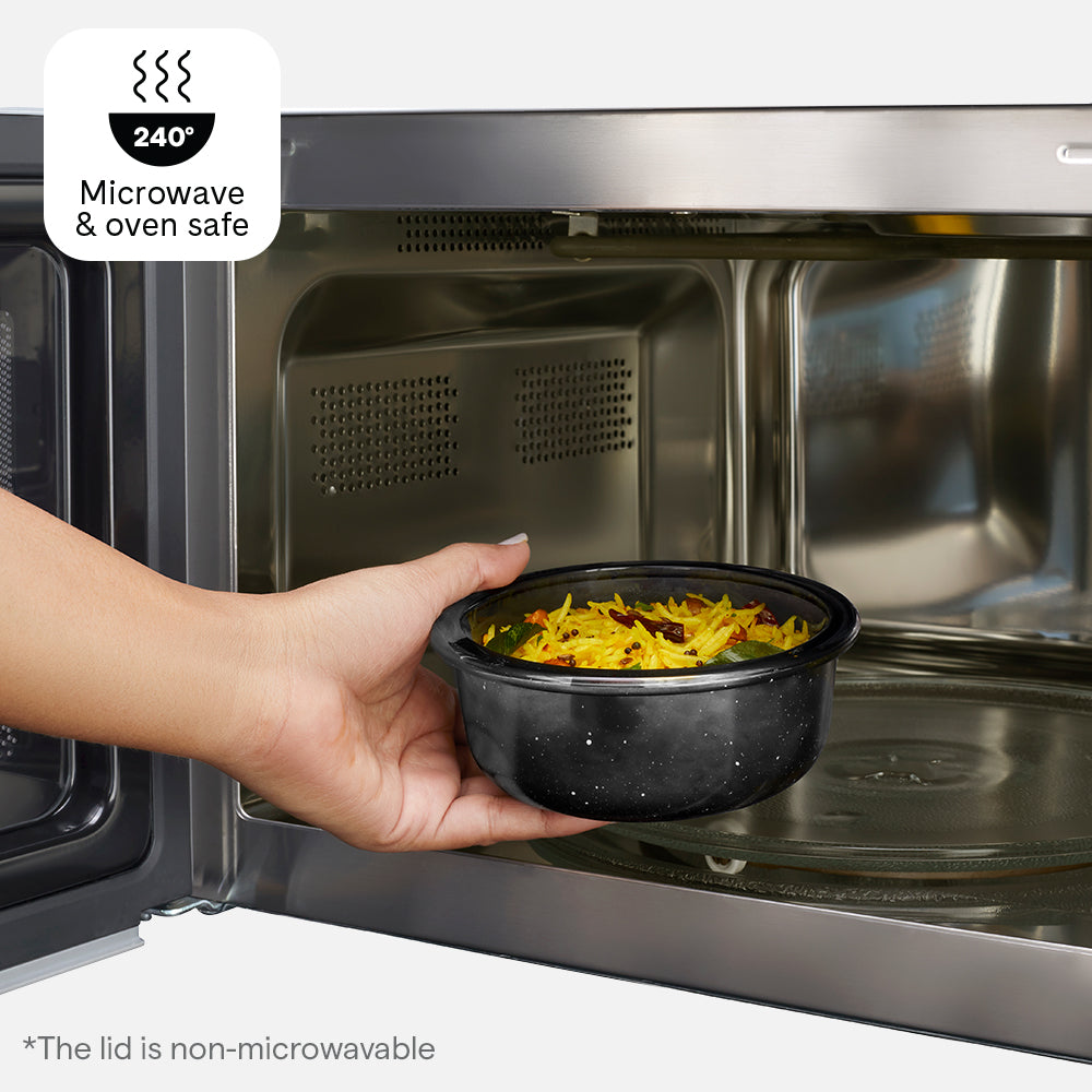 Larah Colormate Round Lunch Box, Black