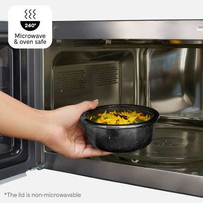 Larah Colormate Round Lunch Box, Black