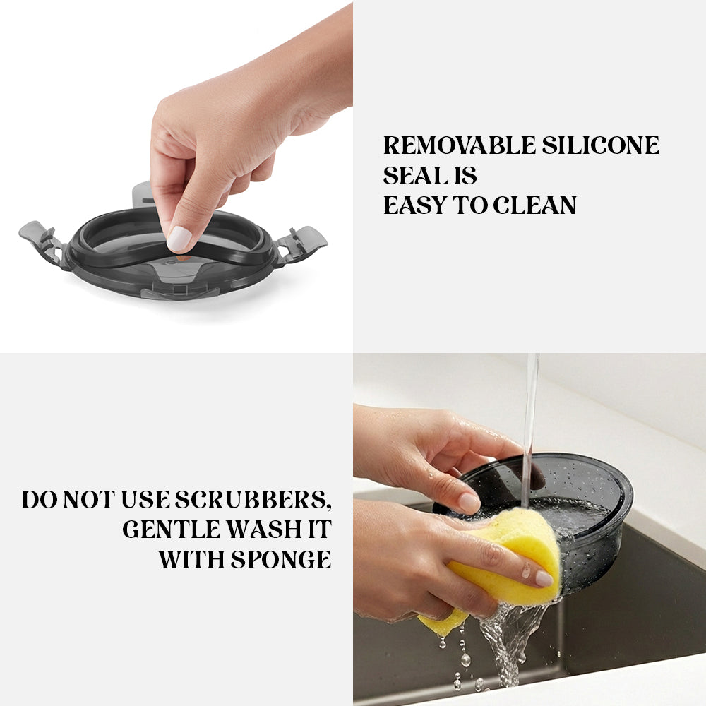 Larah Colormate Round Lunch Box, Black