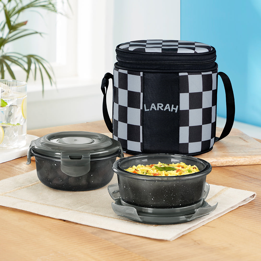 Larah Colormate Round Lunch Box, Black