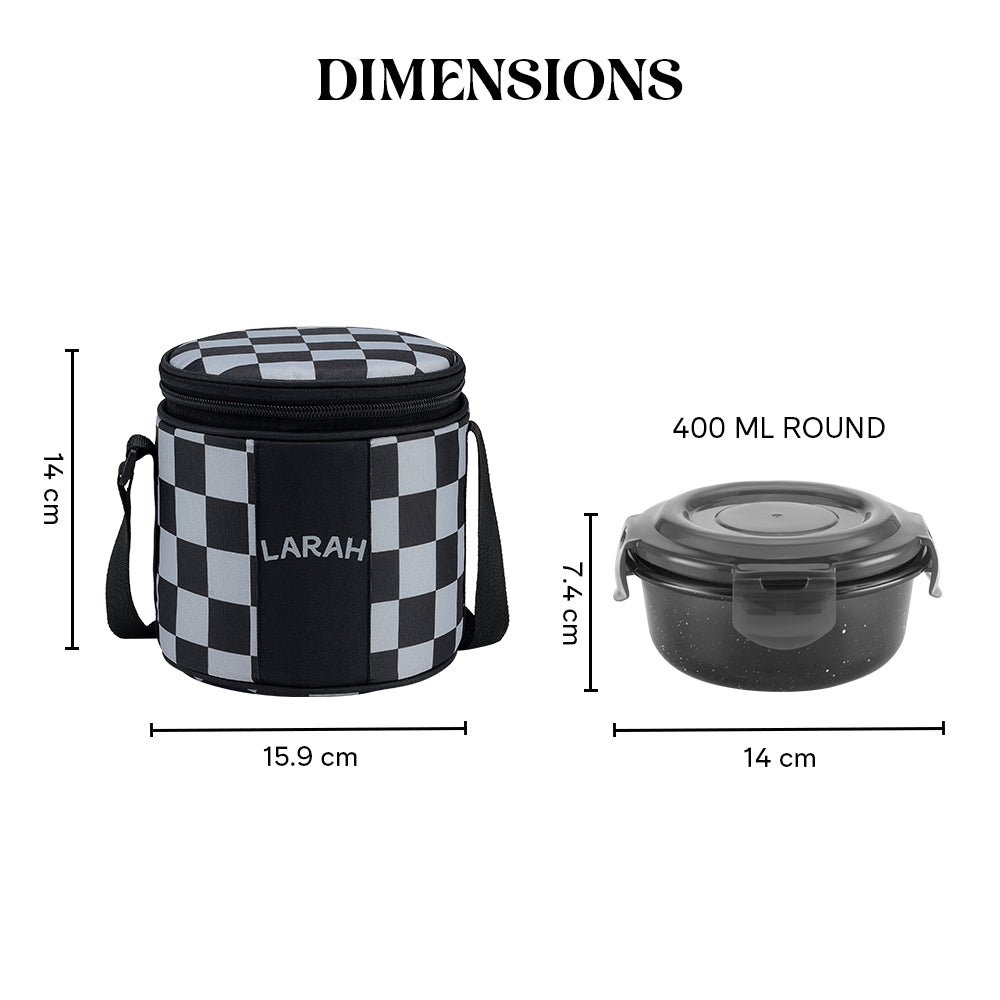 Larah Colormate Round Lunch Box, Black