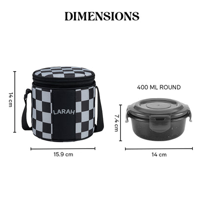 Larah Colormate Round Lunch Box, Black