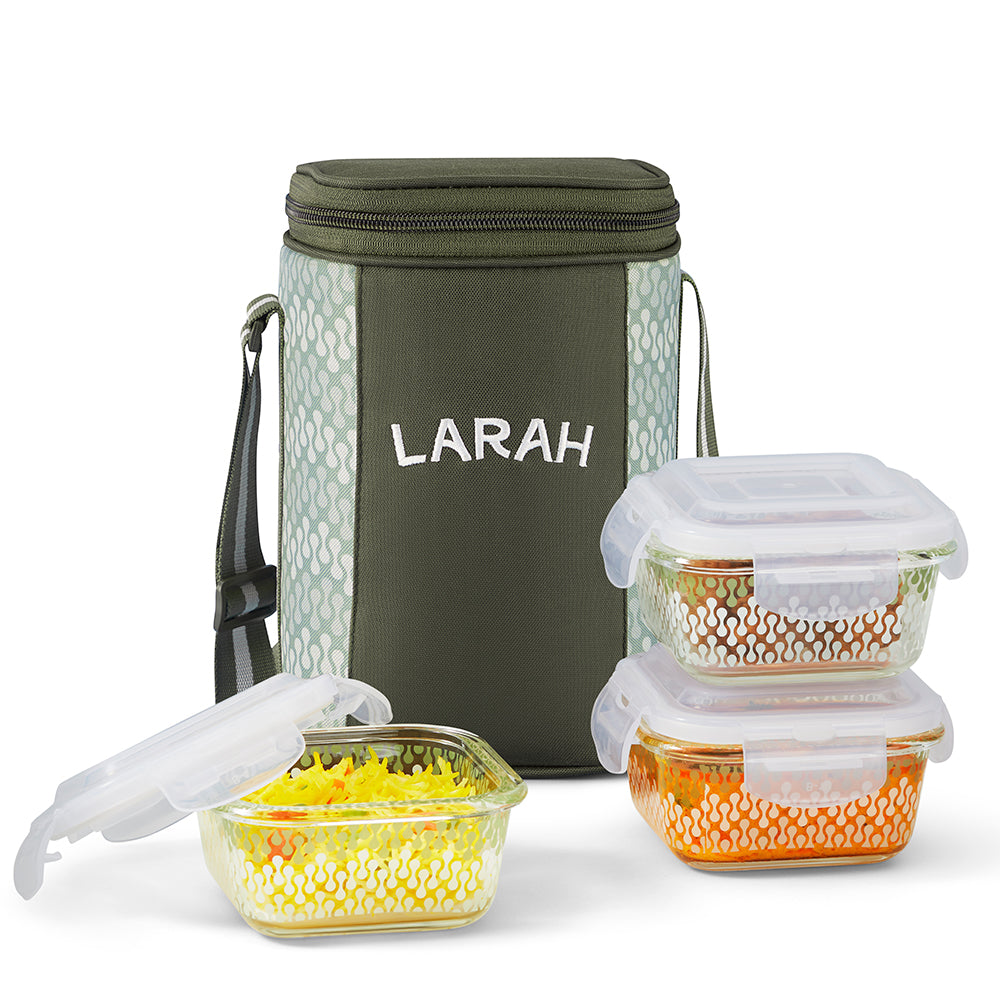 Larah Gracia Glass Lunchbox, Square x 3