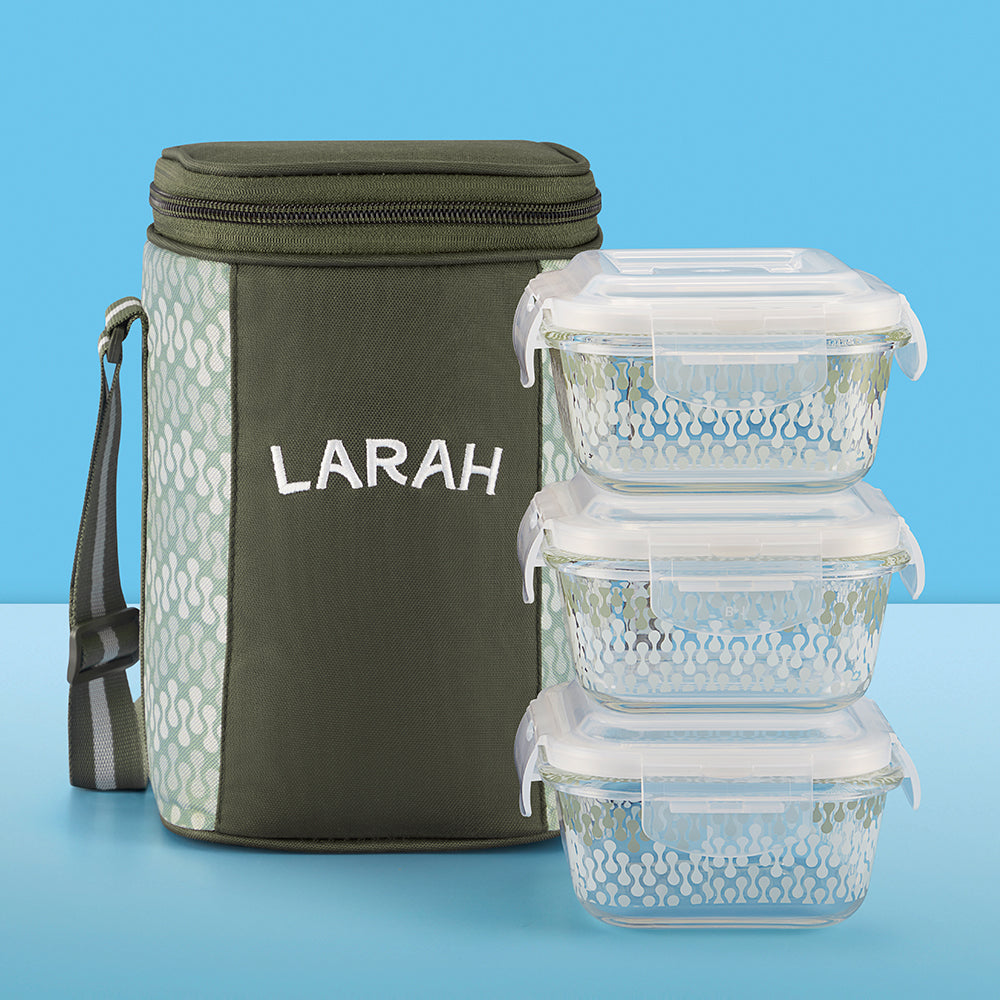 Larah Gracia Glass Lunchbox, Square x 3