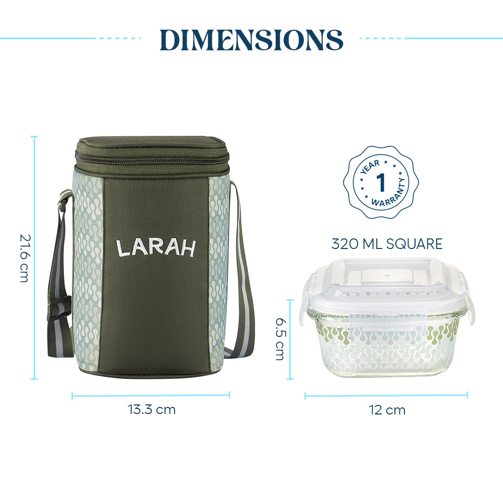 Larah Gracia Glass Lunchbox, Square x 3