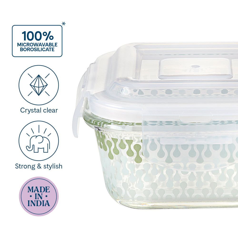 Larah Gracia Glass Lunchbox, Square x 3