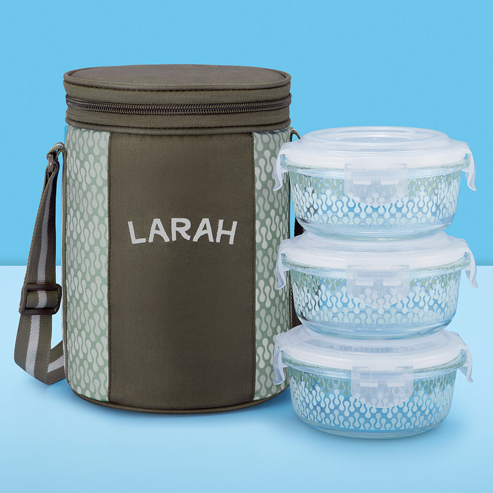 Larah Gracia Glass Lunchbox, Round x 3