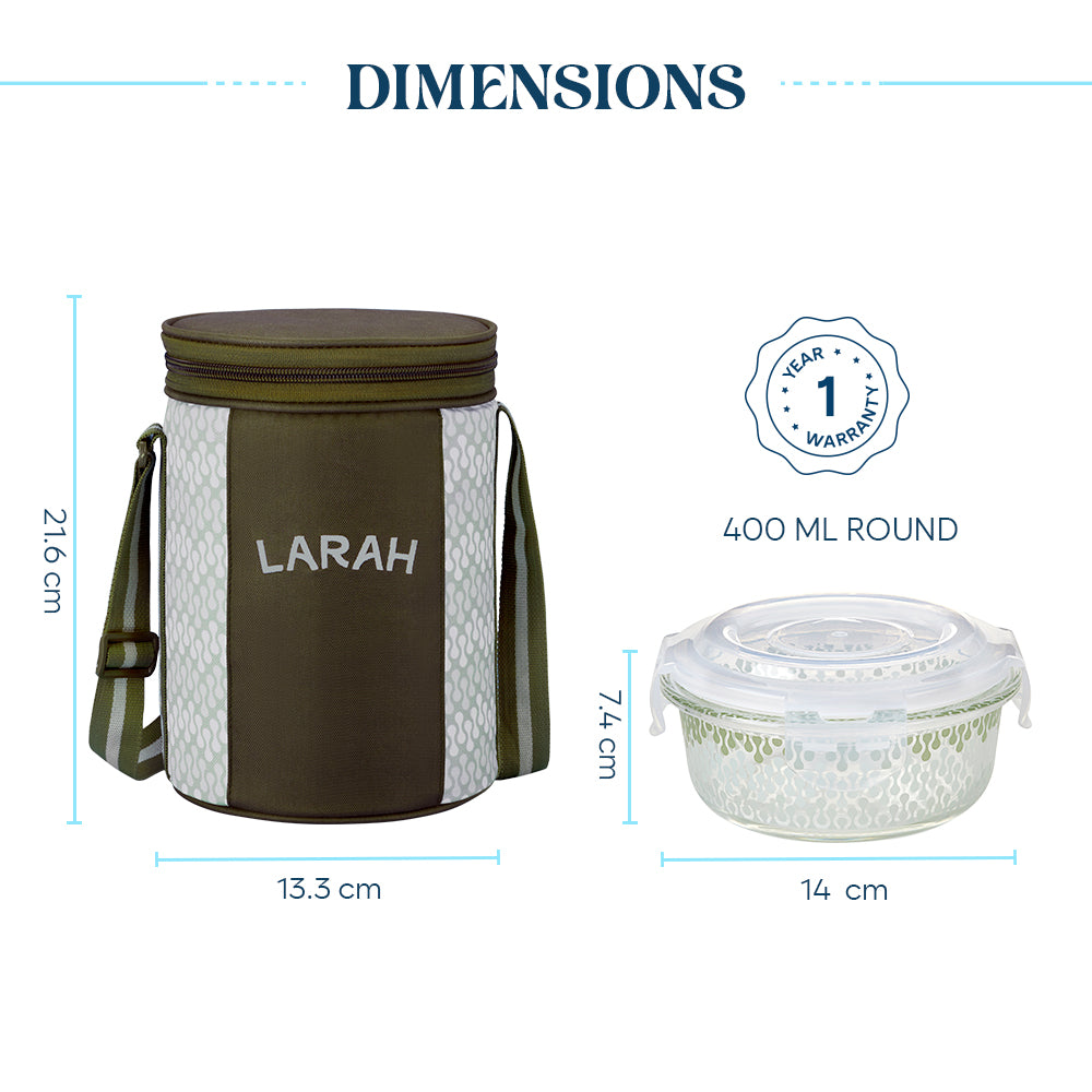 Larah Gracia Glass Lunchbox, Round x 3