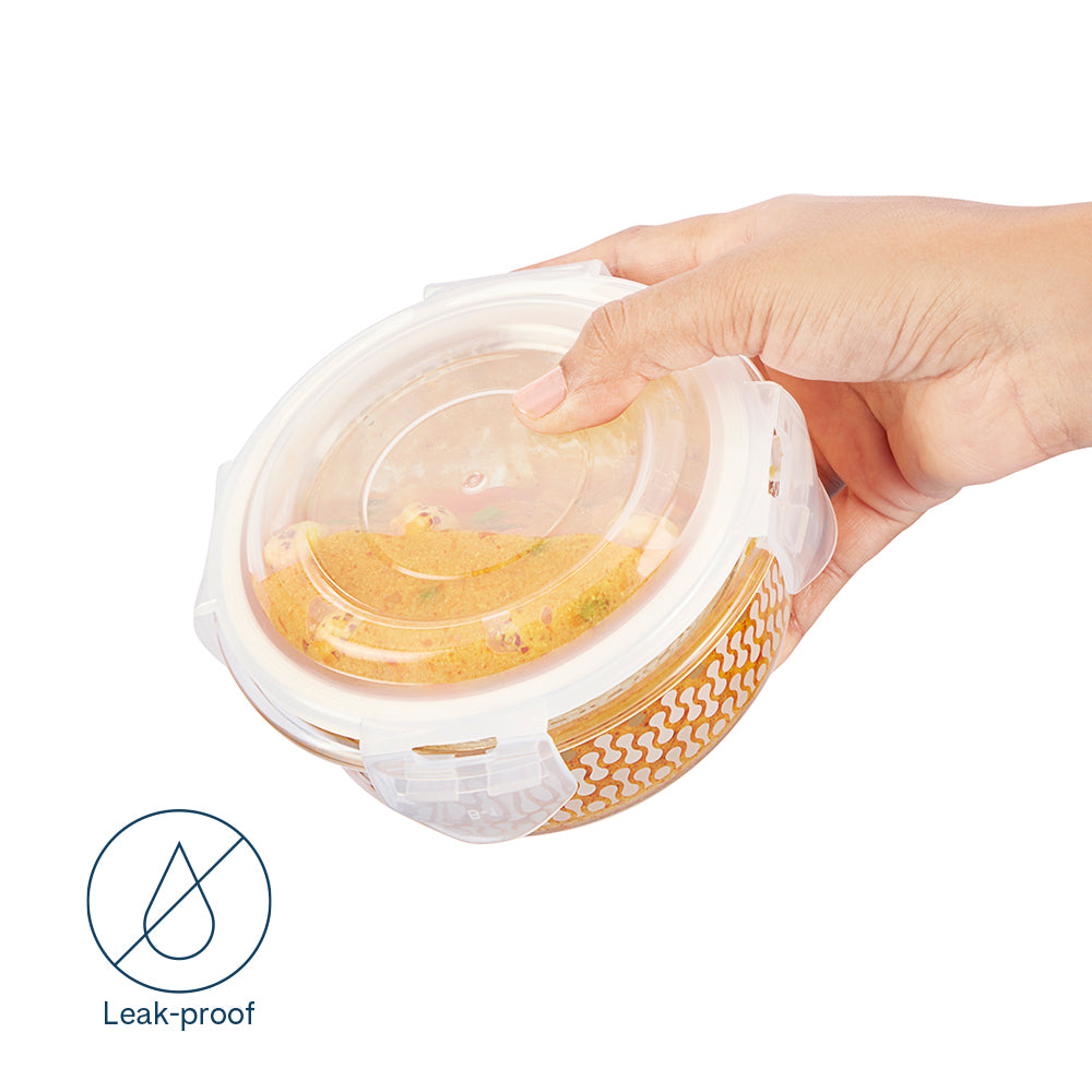 Larah Gracia Glass Lunchbox, Round x 3