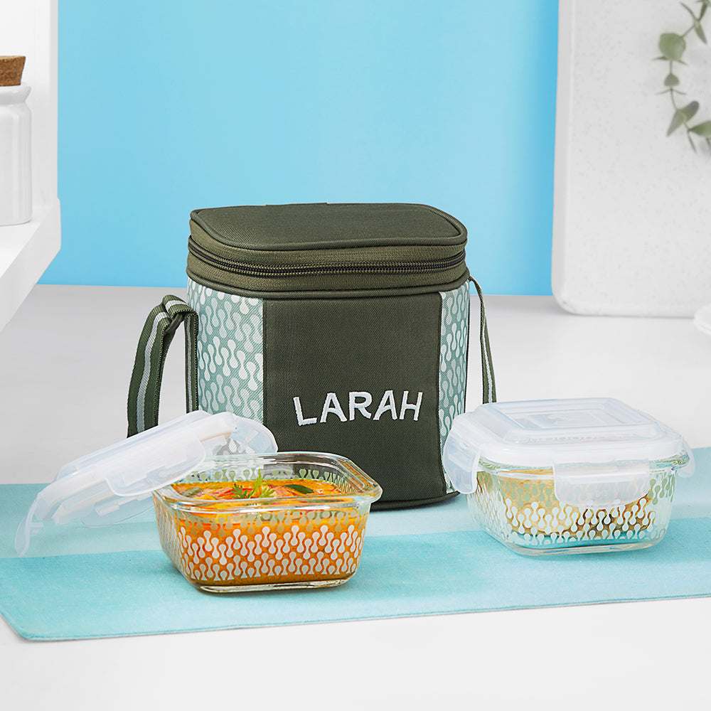 Larah Gracia Glass Lunchbox, Square x 2 (Tall)