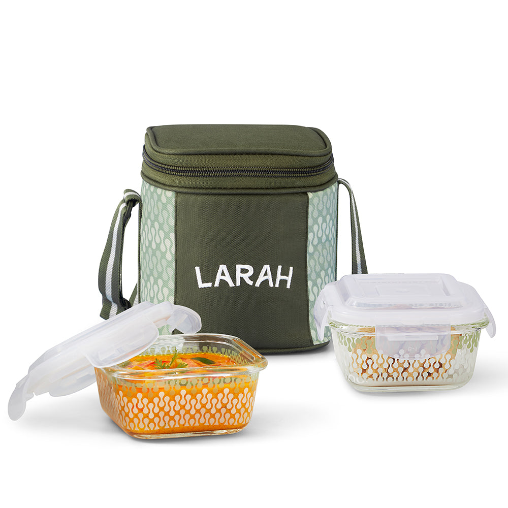 Larah Gracia Glass Lunchbox, Square x 2 (Tall)