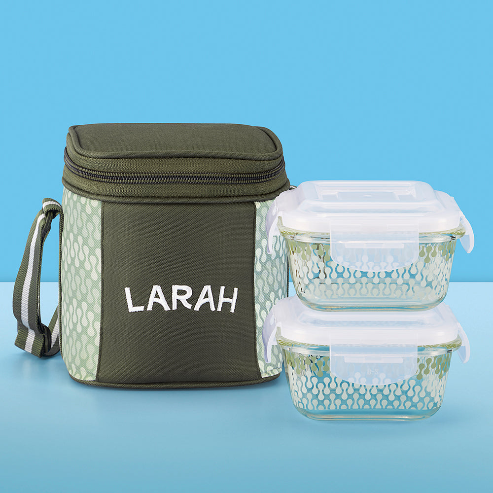 Larah Gracia Glass Lunchbox, Square x 2 (Tall)