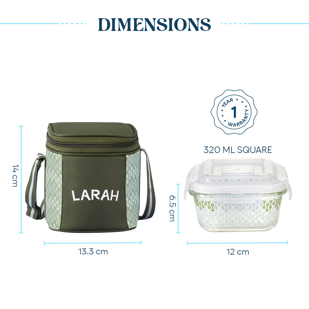 Larah Gracia Glass Lunchbox, Square x 2 (Tall)