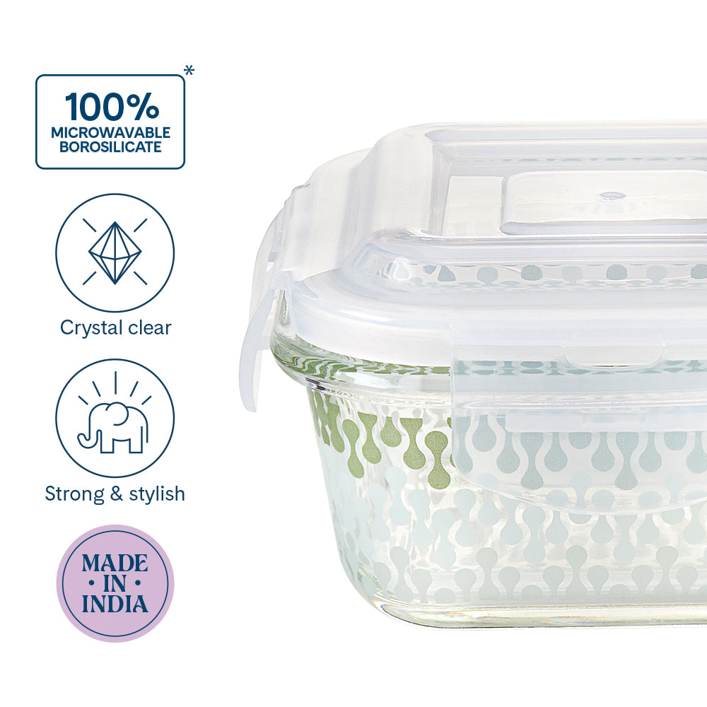 Larah Gracia Glass Lunchbox, Square x 2 (Tall)