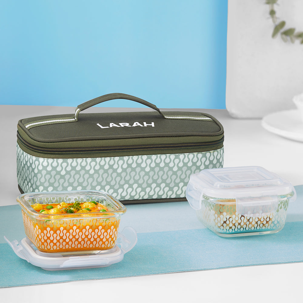 Larah Gracia Glass Lunchbox, Square x 2 (Flat)