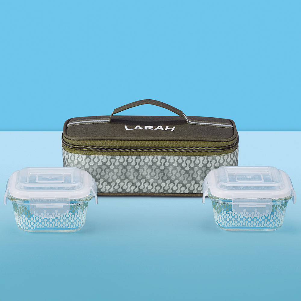 Larah Gracia Glass Lunchbox, Square x 2 (Flat)