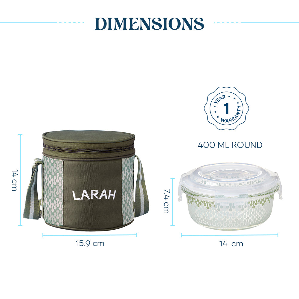 Larah Gracia Glass Lunchbox, Round x 2 (Tall)