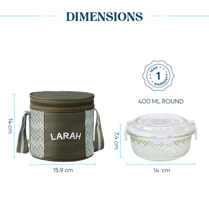 Larah Gracia Glass Lunchbox, Round x 2 (Tall)