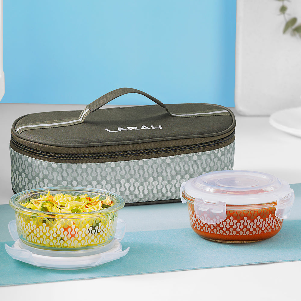 Larah Gracia Glass Lunchbox, Round x 2 (Flat)