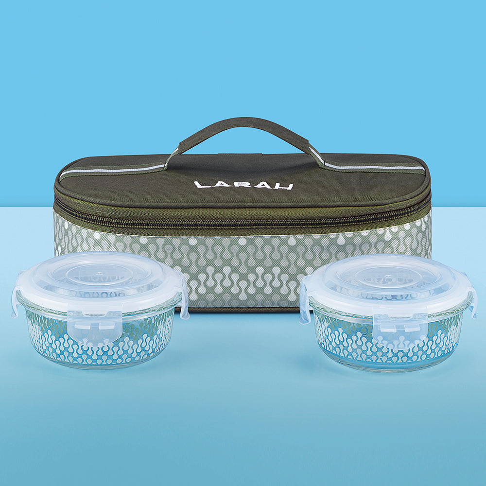 Larah Gracia Glass Lunchbox, Round x 2 (Flat)