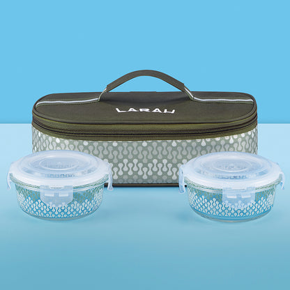 Larah Gracia Glass Lunchbox, Round x 2 (Flat)