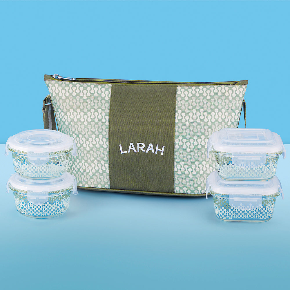 Larah Gracia Daisy Glass Lunchbox, Set of 4