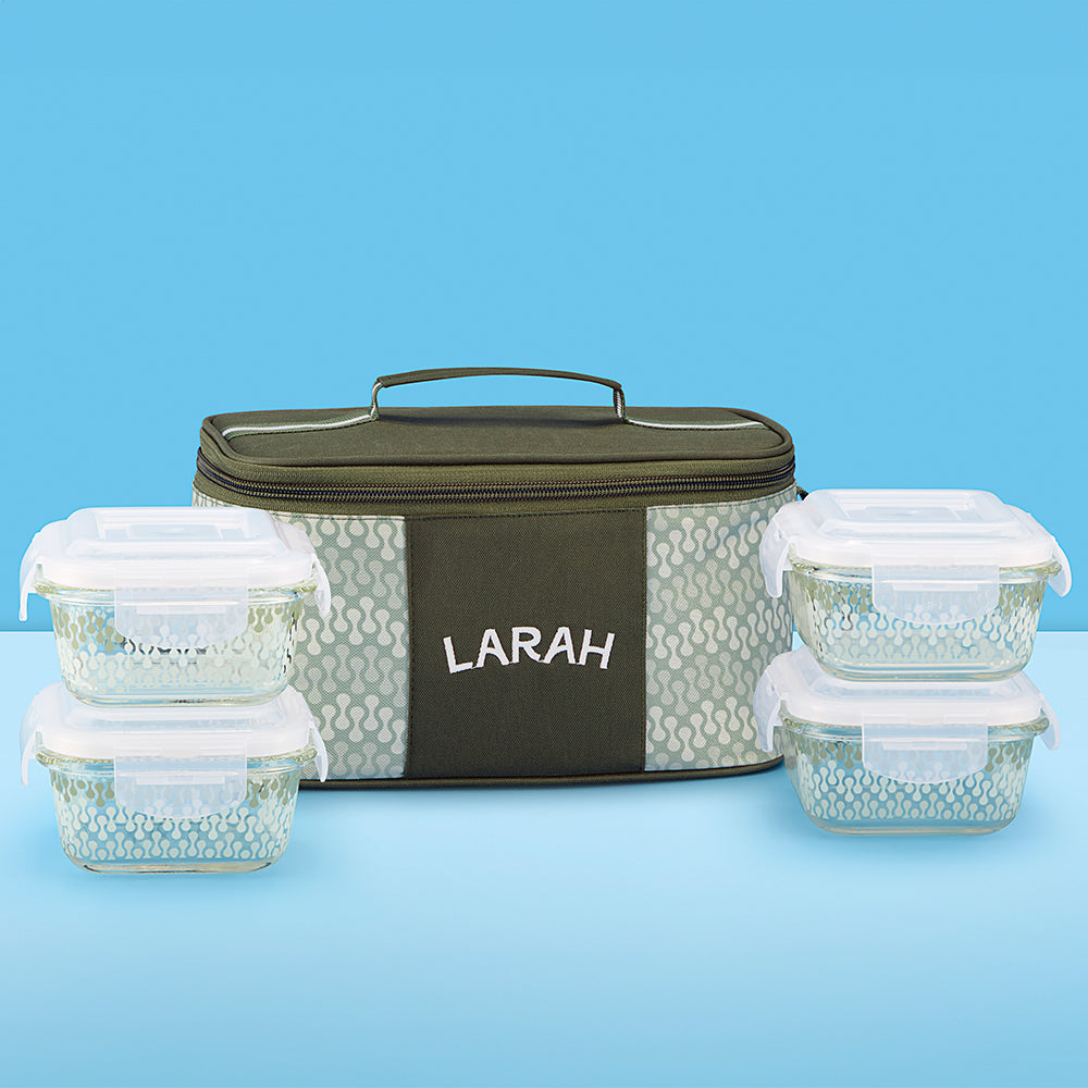 Larah Gracia Glass Lunchbox, Square x 4