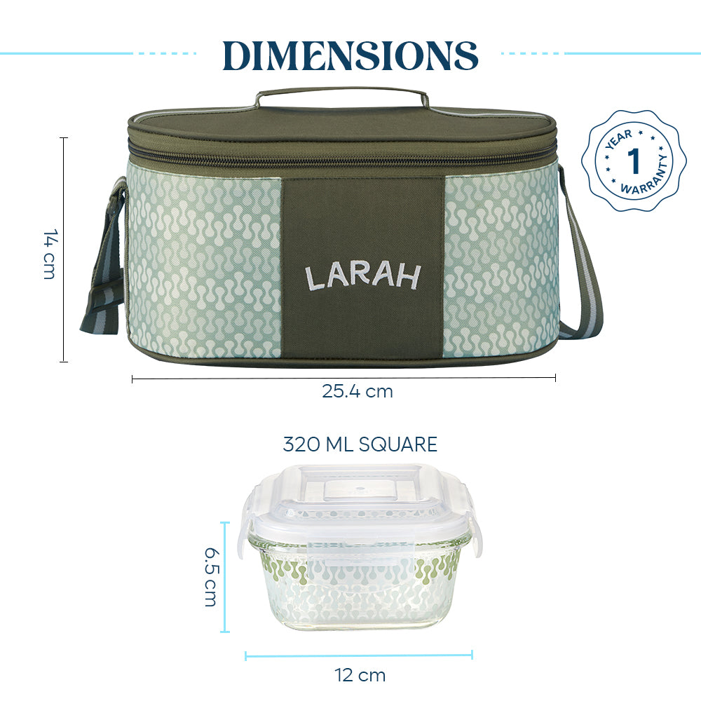 Larah Gracia Glass Lunchbox, Square x 4