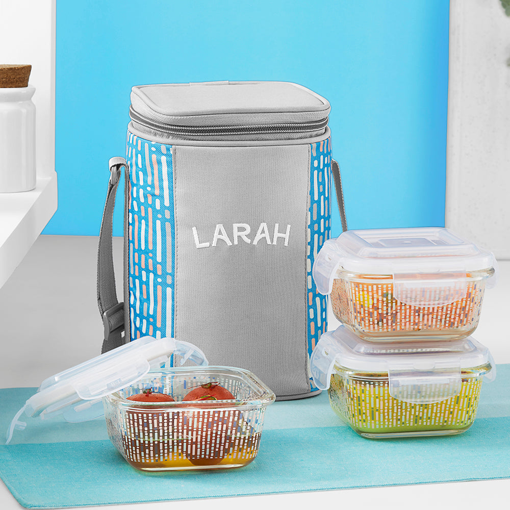 Larah Vogue Glass Lunchbox, Square x 3