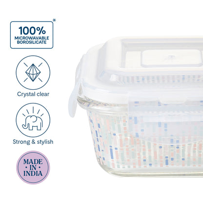 Larah Vogue Glass Lunchbox, Square x 3