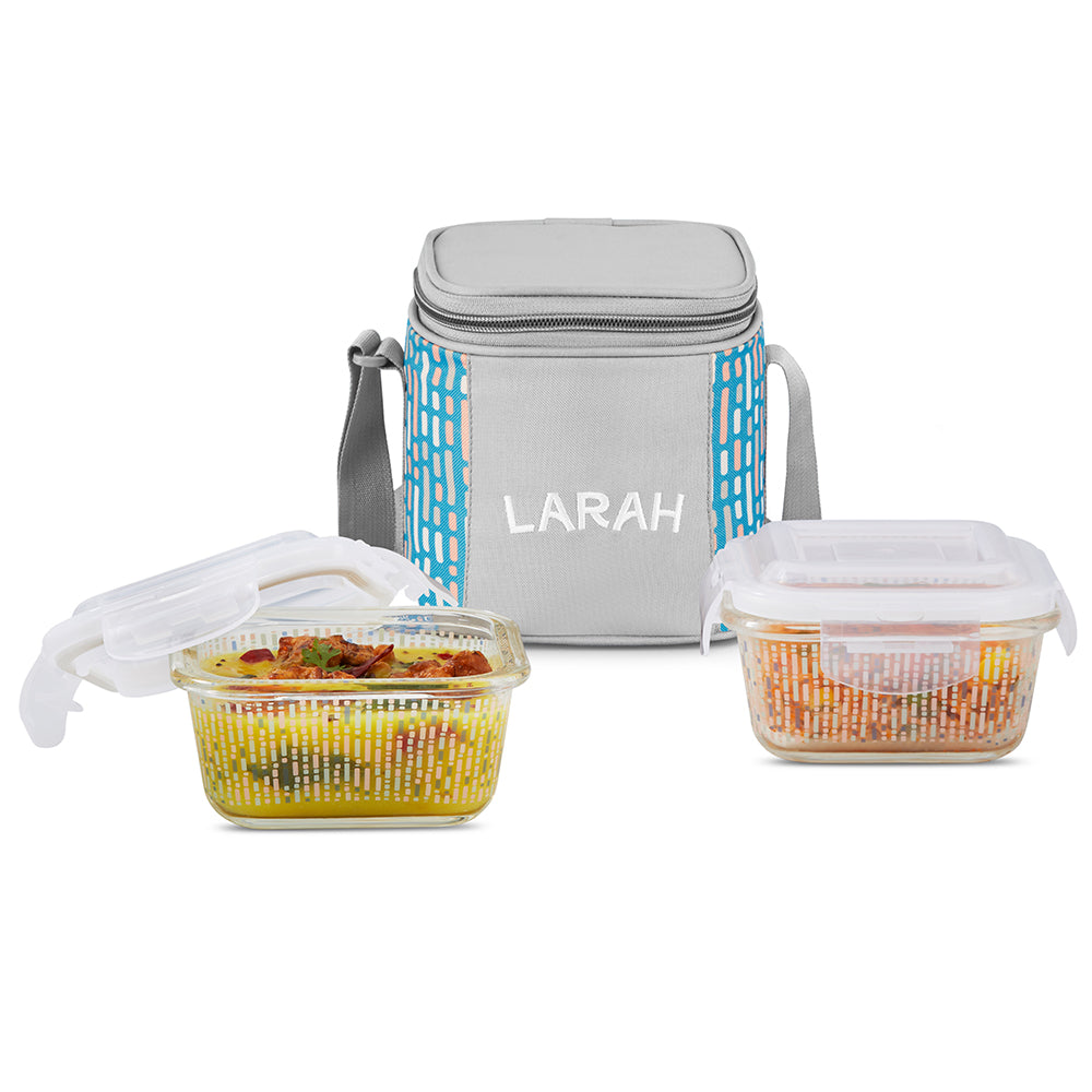 Larah Vogue Glass Lunchbox, Square x 2 (Tall)