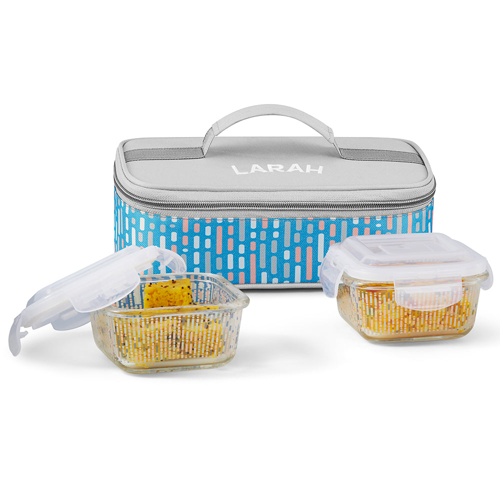 Larah Vogue Glass Lunchbox, Square x 2 (Flat)