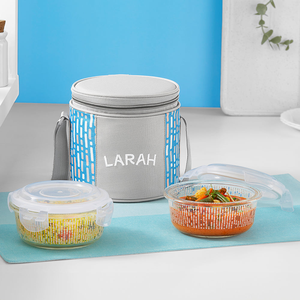 Larah Vogue Glass Lunchbox, Round x 2 (Tall)